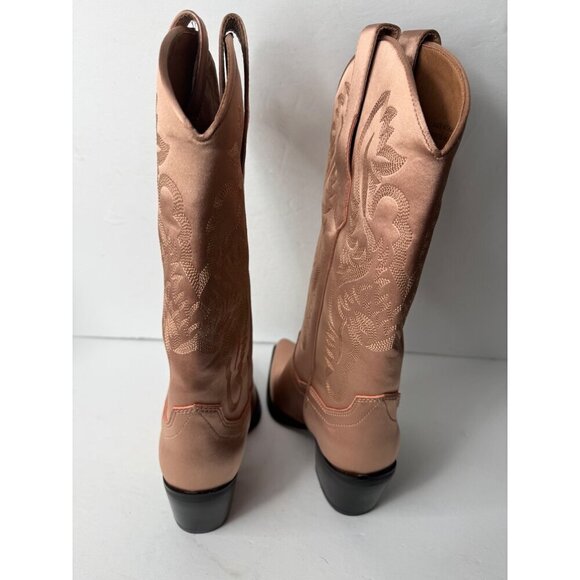 Free People Jeffrey Campbell Dagget Western Boots Mauve Pink Satin Size 7.5 NIB - Picture 5 of 6